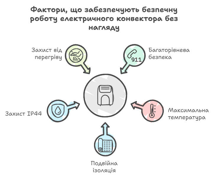 Фактори, що забезпечують безпечну роботу електричного конвектора без нагляду